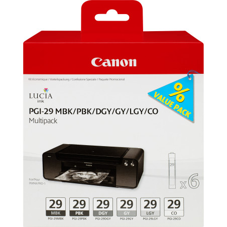 CANON INK PGI-29 MULTIPACK BK OPACO, BK PHOTO, GRIGIO, GRIGIO SCURO E CHIARO