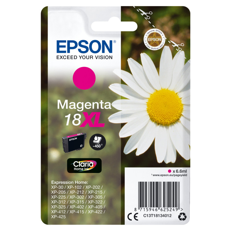 CARTUCCIA MAGENTA EPSON CLARIA HOME SERIE 18XL MARGHERITA IN CONFEZIONE BLISTER