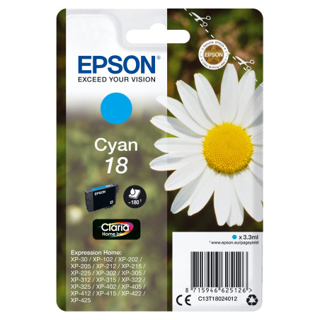 CARTUCCIA CIANO EPSON CLARIA HOMESERIE 18 MARGHERITA IN CONF. BLISTER RS