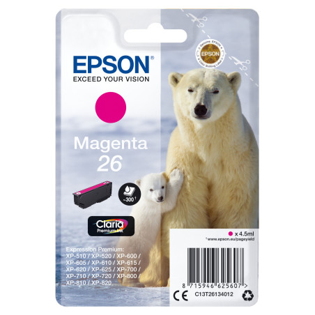 CARTUCCIA MAGENTA EPSON CLARIA PREMIUM SERIE 26 ORSO POLARE IN BLISTER RS