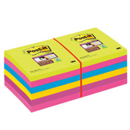 BLOC. 90foglietti Post-it® Super Sticky 76x76mm ULTRACOLOR 654-12SSUCC