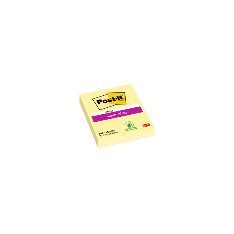 BLOC. 90foglietti Post-it® Super Sticky Giallo Canary™ 47.6x76mm 656-12SS-CY-EU