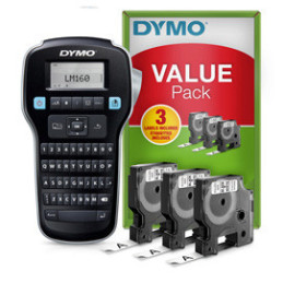 Promo Pack etich TRICE LABELMANAGER 160 DYMO+3 nastri D1 12mm N/B