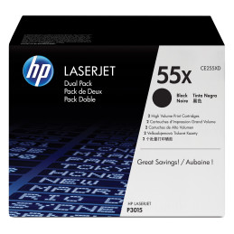 2 TONER NERO HP LASERJET CE255X LASERJET P-3015DN 12.500PG